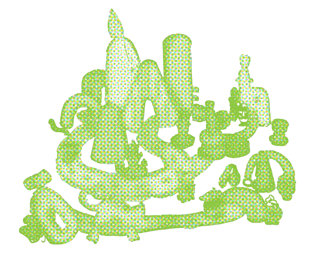 lime green halftone illustration